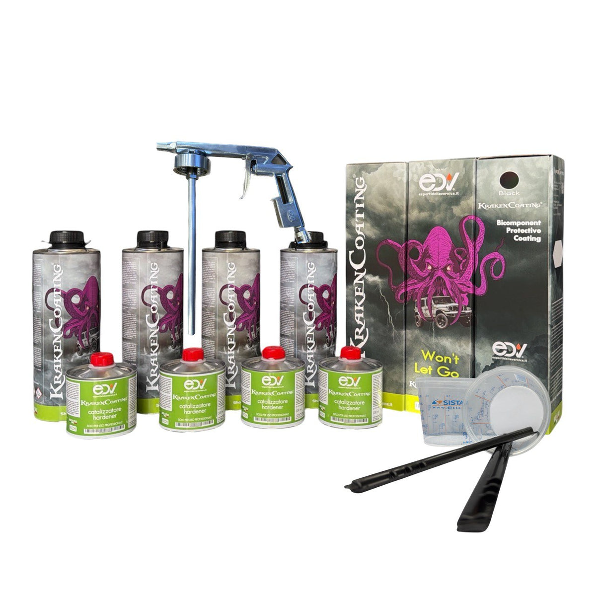 Kit 4L KrakenCoating® BLACK + Catalizzatore + Pistola base