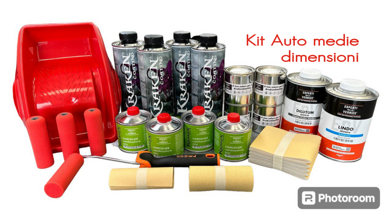 Kit KrakenCoating® BINDER 4L + Cat. + Colore - AUTO MEDIE DIMENSIONI - Rullo